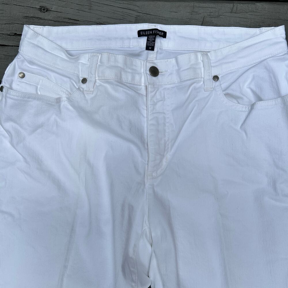 Eileen Fisher System White Jeans Slim Ankle Denim Size 12 - Picture 3 of 9